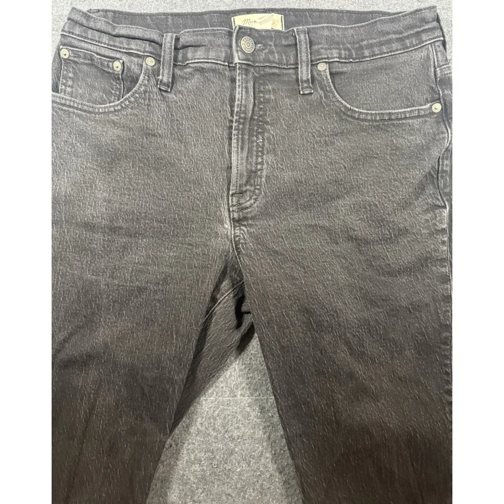 Madewell Black Faded Denim Jeans with Raw Frayed Hem